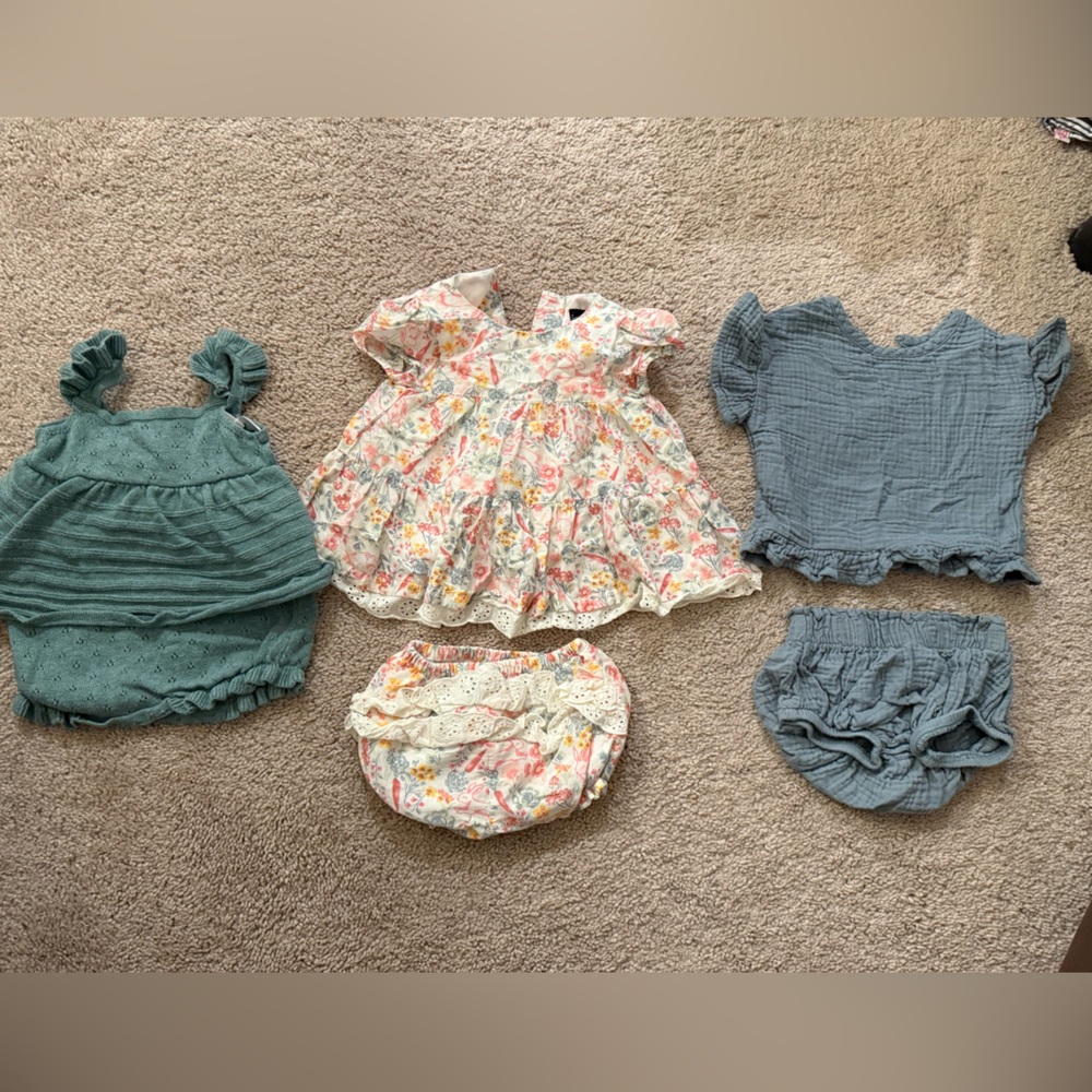 Stitches Floral and Teal Diaper Cover Set